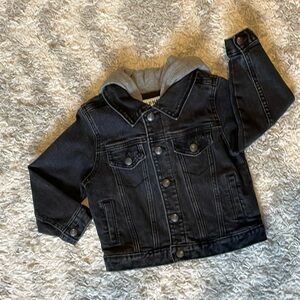 Old Navy Black Jean jacket with attached hood size 4T